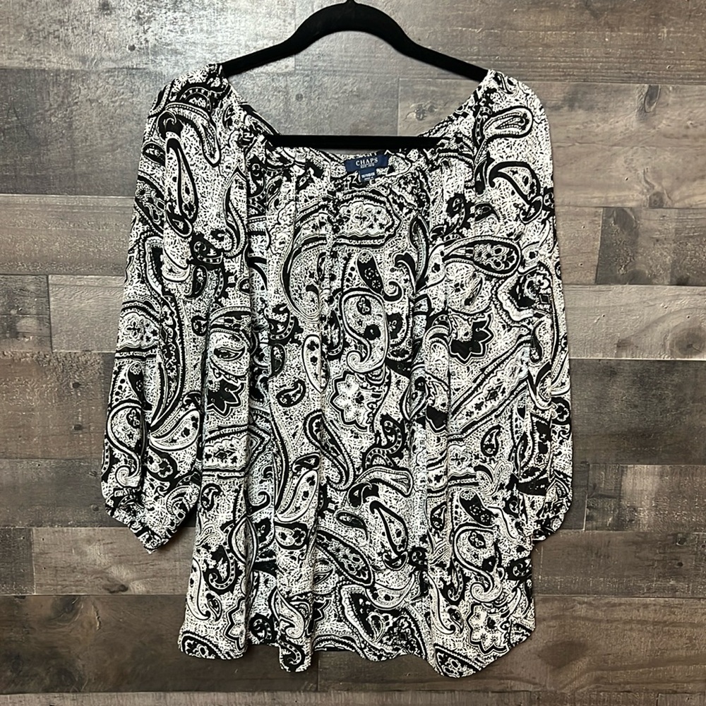 Black and White Sheer Chaps Blouse